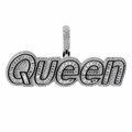 Iced Out 'Queen' Script Pendant in 925 Silver with 3.51ct Moissanite