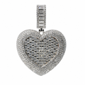 Baguette and Pave Moissanite Heart Pendant in 925 Sterling Silver 5ct