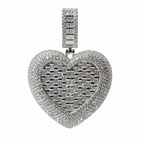 Baguette and Pave Moissanite Heart Pendant in 925 Sterling Silver 5ct