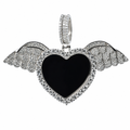 925 Sterling Silver Moissanite 5ct Heart Wing Pendant