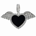 925 Sterling Silver Moissanite 5ct Heart Wing Pendant