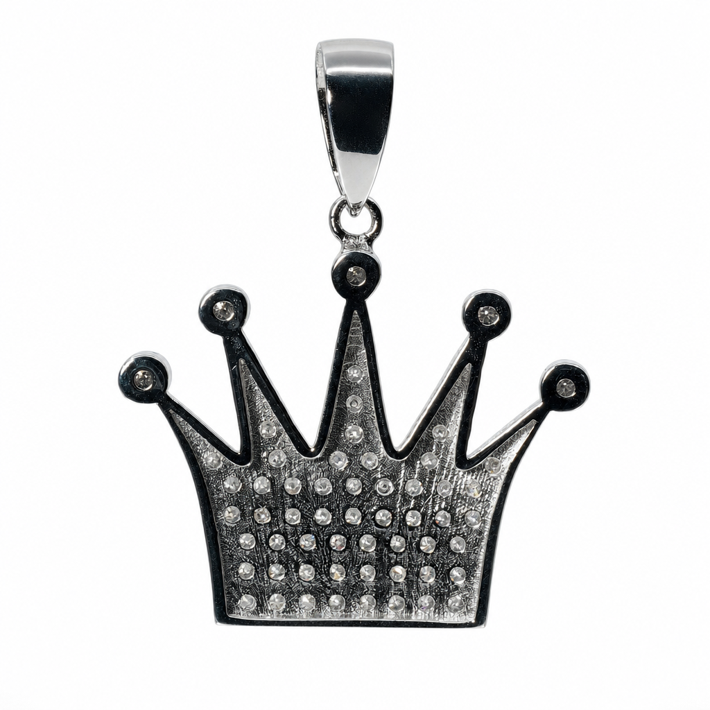 925 Sterling Silver Moissanite Crown Pendant 1 Carat (2)