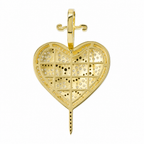 14K Gold Over Silver Cracked Heart Sword Pendant with White & Black Moissanite 4ct (3)