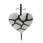 925 Sterling Silver Cracked Heart and Dagger Pavé Black & White Moissanite Pendant 4.00ct