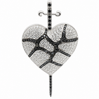 925 Sterling Silver Cracked Heart and Dagger Pavé Black & White Moissanite Pendant 4.00ct (3)