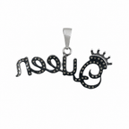 925 Sterling Silver Moissanite Script Queen Crown Pendant 1.5ct Pavé (2)