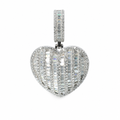 Baguette Moissanite Heart Pendant in 925 Sterling Silver 5.38ct