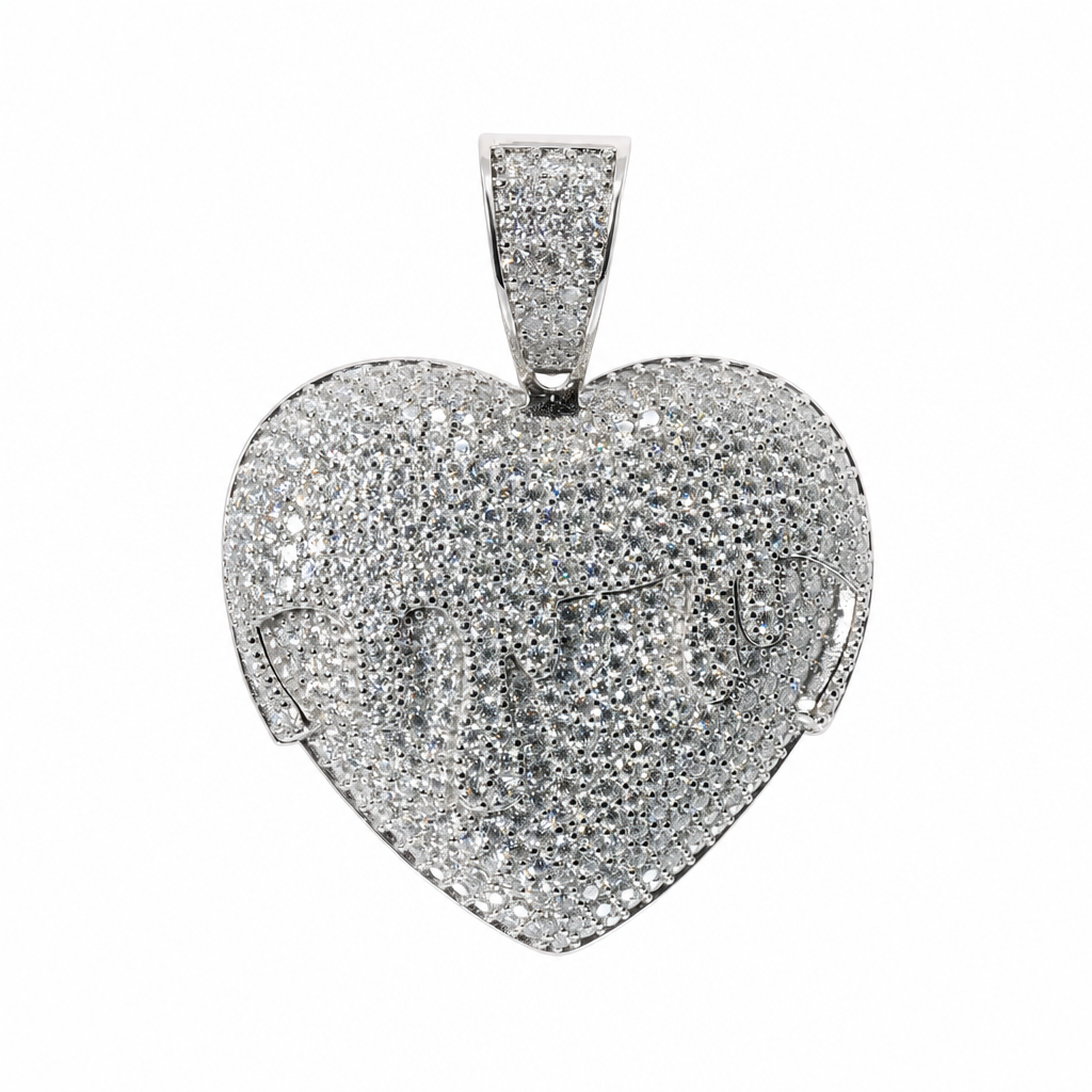 Iced Out Dripping Heart 5ct Moissanite 925 Sterling Silver Pendant