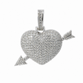 Pave Moissanite Arrow-Through-Heart Pendant in 925 Sterling Silver 3.00ct