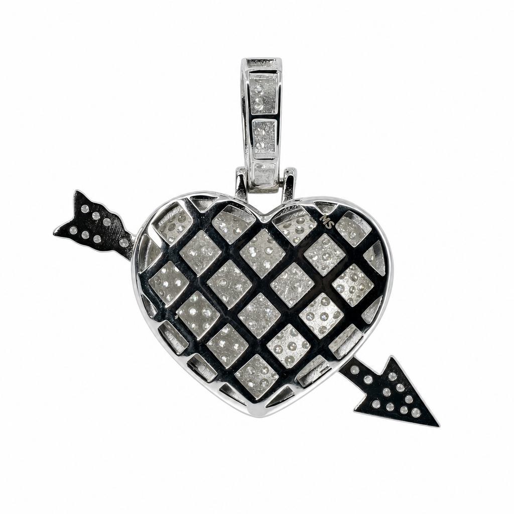 Pave Moissanite Arrow-Through-Heart Pendant in 925 Sterling Silver 3.00ct (2)
