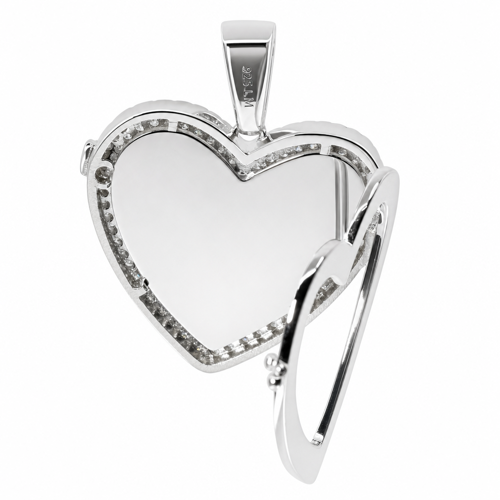 Sterling Silver Heart Locket Pendant with Moissanite Accents, 3.0ct (3)