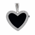 Sterling Silver Heart Locket Pendant with Moissanite Accents, 3.0ct