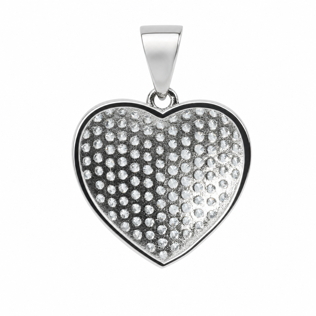 Pavé Heart Moissanite Pendant in 925 Sterling Silver, 1.75 Carats (2)