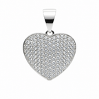 Pavé Heart Moissanite Pendant in 925 Sterling Silver, 1.75 Carats