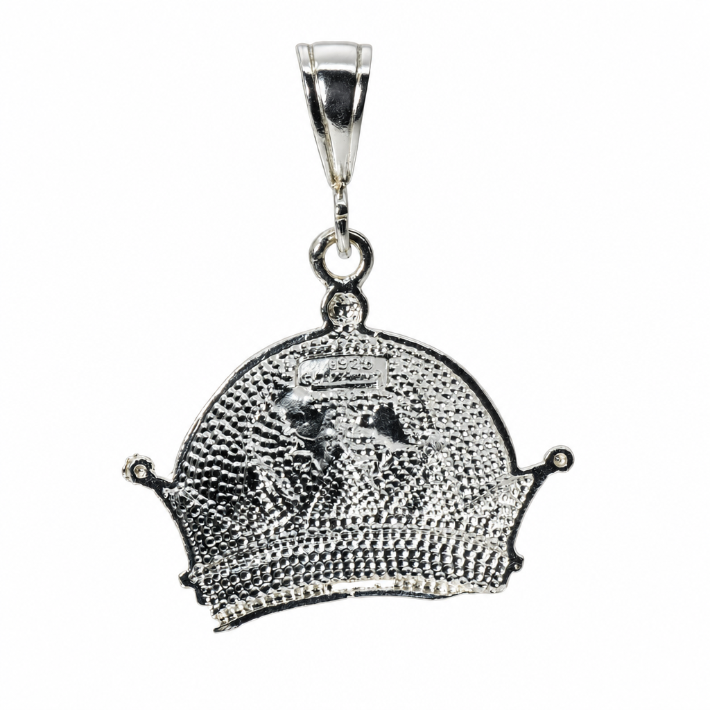 925 Sterling Silver Textured Crown Pendant (2)