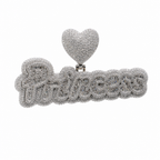 Princess Script Pavé Heart Bail Pendant in 925 Silver with 10ct Moissanite