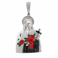 Sterling Silver Moissanite Religious Pendant with Red Enamel Roses 2.64ct