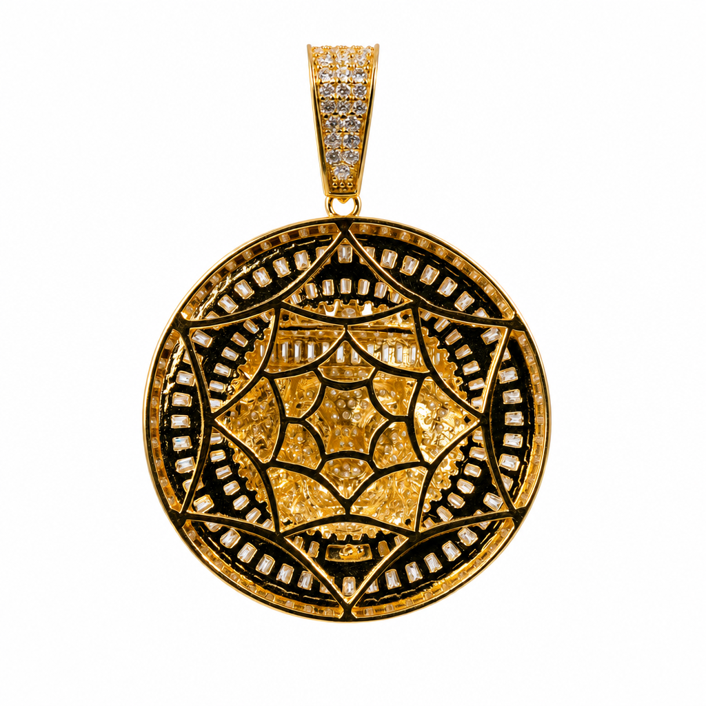 Men's 14K Gold Over Silver Iced Out Lion Head Moissanite Medallion Pendant 9.98ct (2)