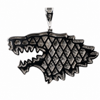 925 Sterling Silver Moissanite Iced Wolf Head Pendant (2)