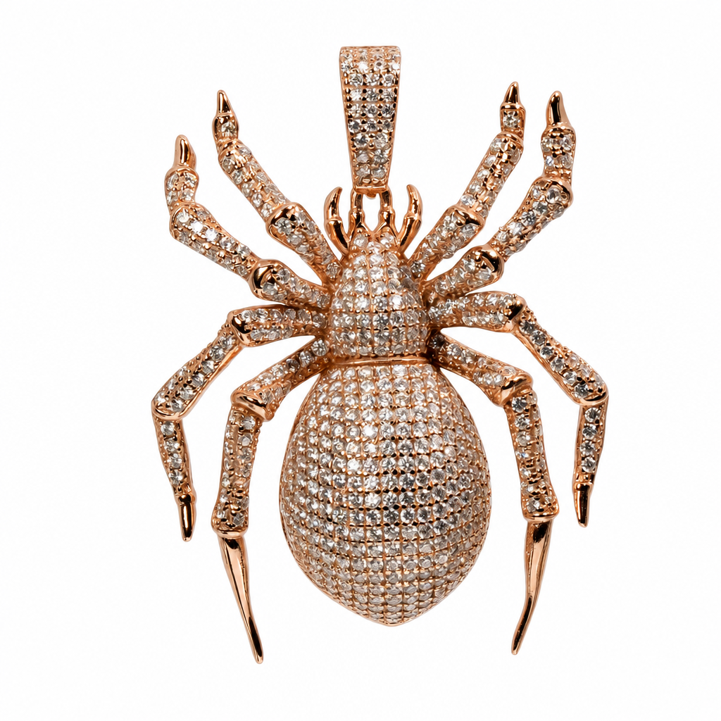 Pavé Moissanite Spider Pendant in 14K Rose Gold and Silver, 6ct