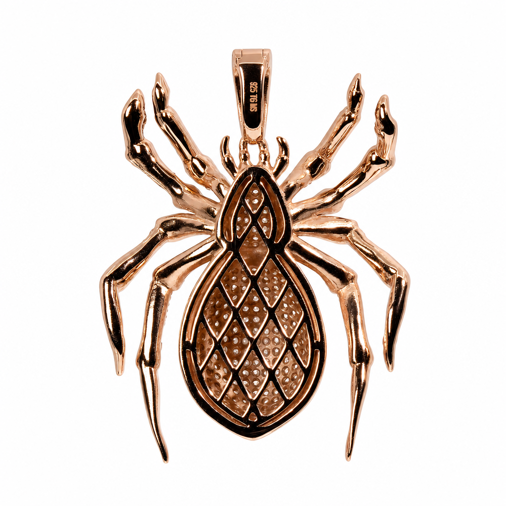Pavé Moissanite Spider Pendant in 14K Rose Gold and Silver, 6ct (2)