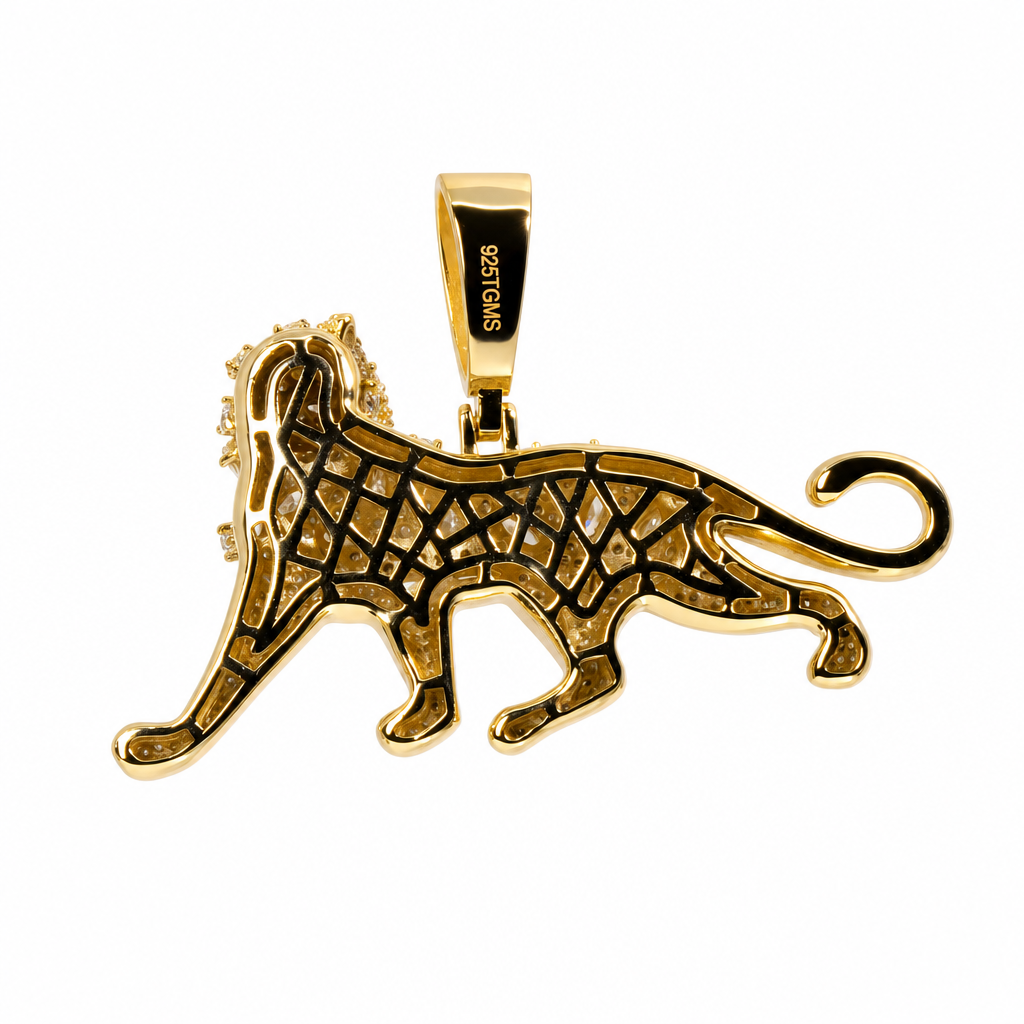 18K Gold Vermeil Moissanite Leopard Pavé Statement Pendant, 7.00ct (2)
