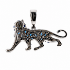 Men's 925 Silver Moissanite Panther Pendant with Blue Accents (2)