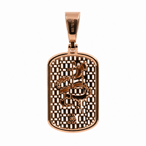 14K Rose Gold Moissanite Baguette Dog Tag Pendant with Dragon Motif, 5.00ct (2)