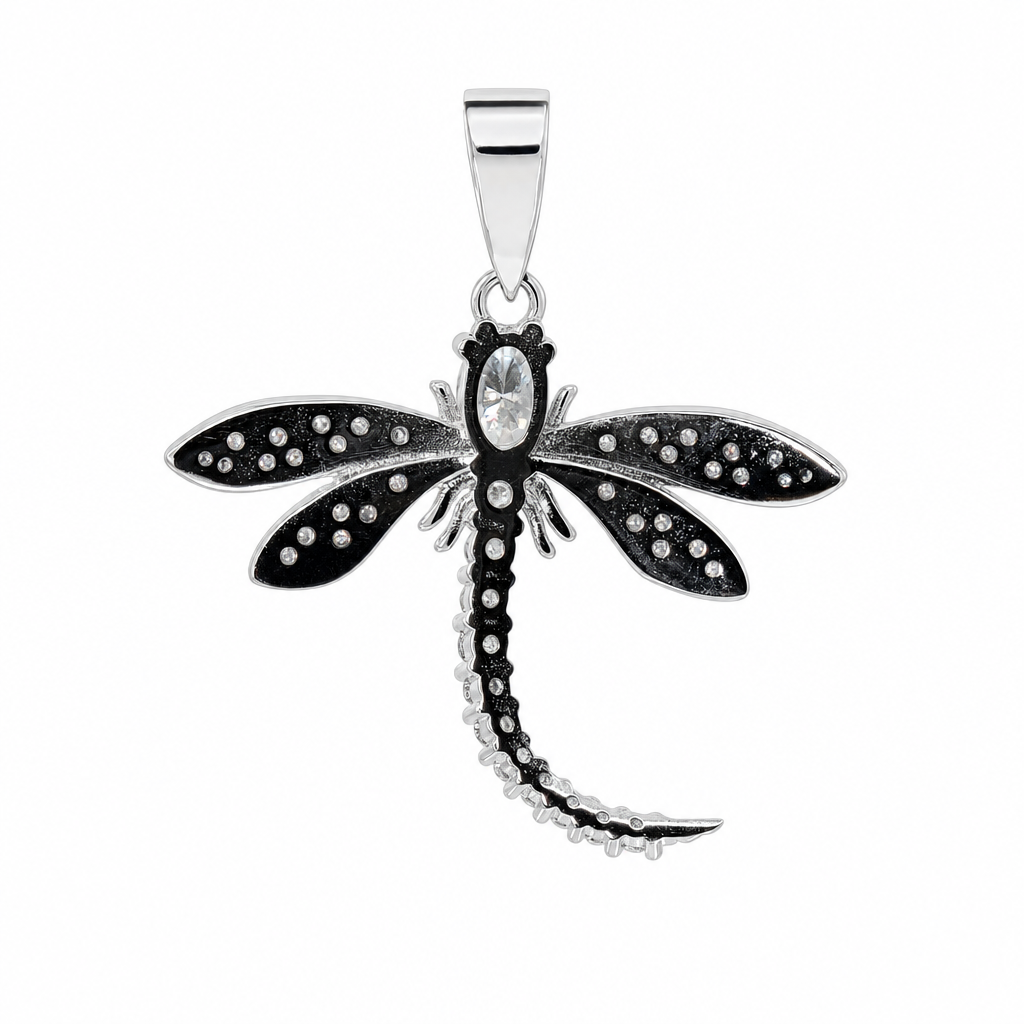 925 Sterling Silver Dragonfly Pendant with 1.5ct Moissanite (2)