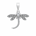 925 Sterling Silver Dragonfly Pendant with 1.5ct Moissanite
