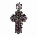Ornate Silver Cross Pendant with genuine gemstone spinel Moissanite stones (2)