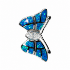 Blue Lab Opal Inlay Butterfly Pendant in 925 Sterling Silver with Marquise Center Stone (2)