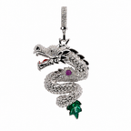 14K Gold Over Silver Moissanite-Encrusted Dragon Pendant with Green Tail Accent, 5.00ct (3)