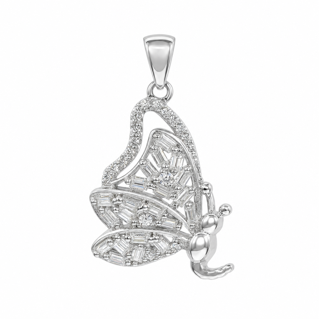 Sterling Silver Moissanite Butterfly Outline Pendant 1.5ct