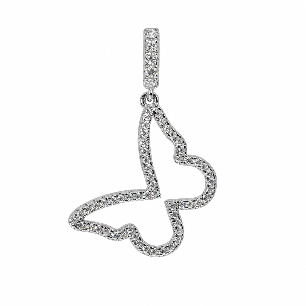 Openwork Butterfly Outline Pendant in 925 Sterling Silver with 1ct Moissanite Accents