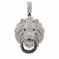 Pavé Moissanite Lion Head Pendant in 925 Sterling Silver 4.9ct