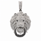 Pavé Moissanite Lion Head Pendant in 925 Sterling Silver 4.9ct