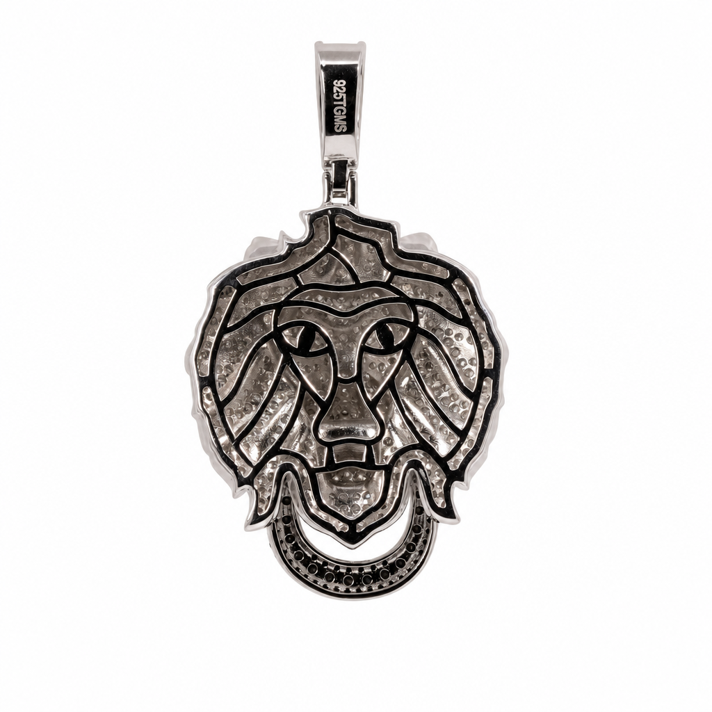 Pavé Moissanite Lion Head Pendant in 925 Sterling Silver 4.9ct (2)