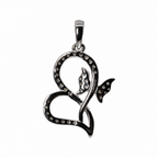 925 Sterling Silver Heart and Butterfly Moissanite Accent Pendant 1.00ct (2)
