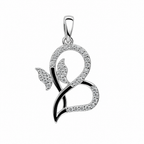 925 Sterling Silver Heart and Butterfly Moissanite Accent Pendant 1.00ct