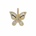 Butterfly Shaped 14K Gold Over Silver Moissanite Pave Pendant 0.92ct