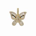 Butterfly Shaped 14K Gold Over Silver Moissanite Pave Pendant 0.92ct