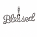 Iced-Out 'Blessed' Script Moissanite 2.21ct 925 Silver Pendant