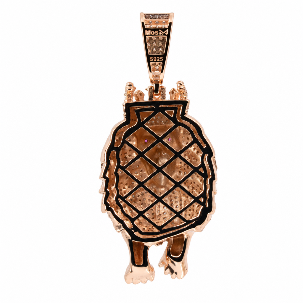 Crowned Lion 14K Rose Gold and Moissanite Iced-Out Pendant 3.3ct (2)
