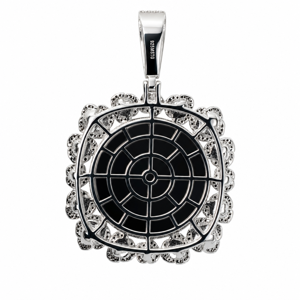 Floral Halo 925 Sterling Silver Moissanite Mirror Pendant 7.8ct (2)