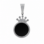 Crown Motif Round Mirror Moissanite 925 Sterling Silver Pendant 2.5ct