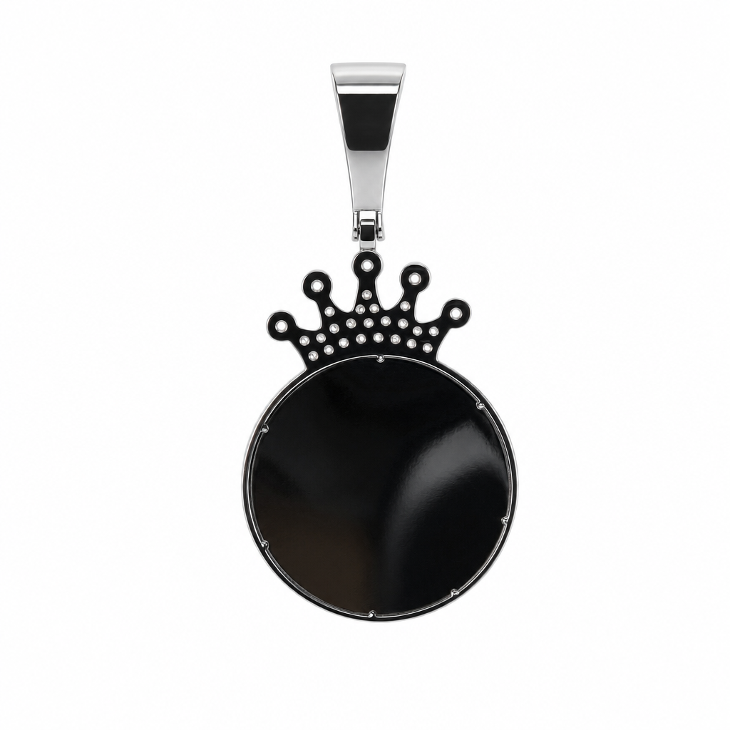 Crown Motif Round Mirror Moissanite 925 Sterling Silver Pendant 2.5ct (2)
