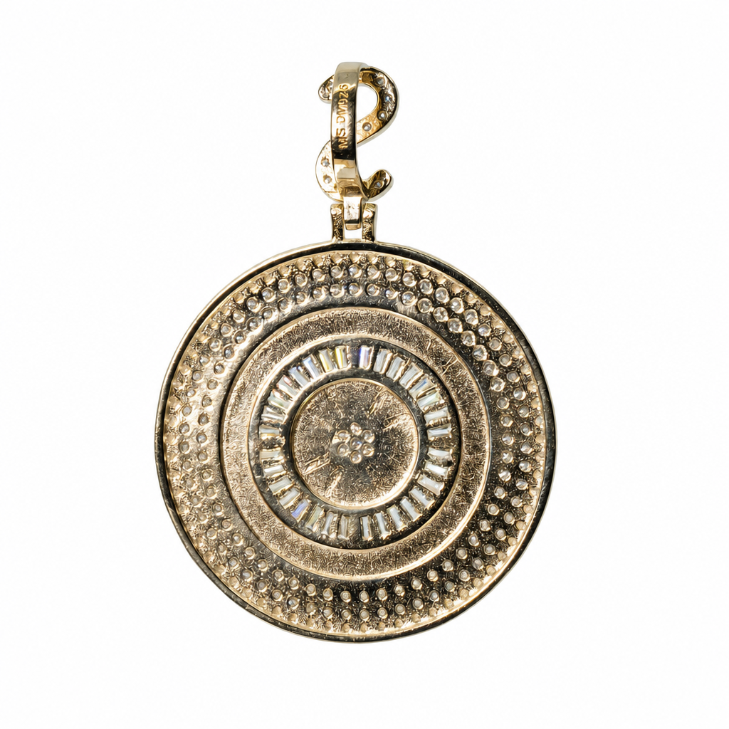 925 Sterling Silver Moissanite Roulette Wheel Pendant with Dollar Sign Bail, 5.00ct (2)