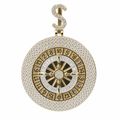 925 Sterling Silver Moissanite Roulette Wheel Pendant with Dollar Sign Bail, 5.00ct