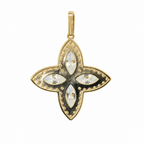 Marquise-Cut Moissanite Pavé Quatrefoil Flower Pendant in 925 Yellow Gold Vermeil (2)